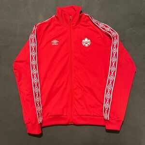 Vintage Umbro Canada Soccer Track Jacket Red White Diamond Stripes Mens Large
